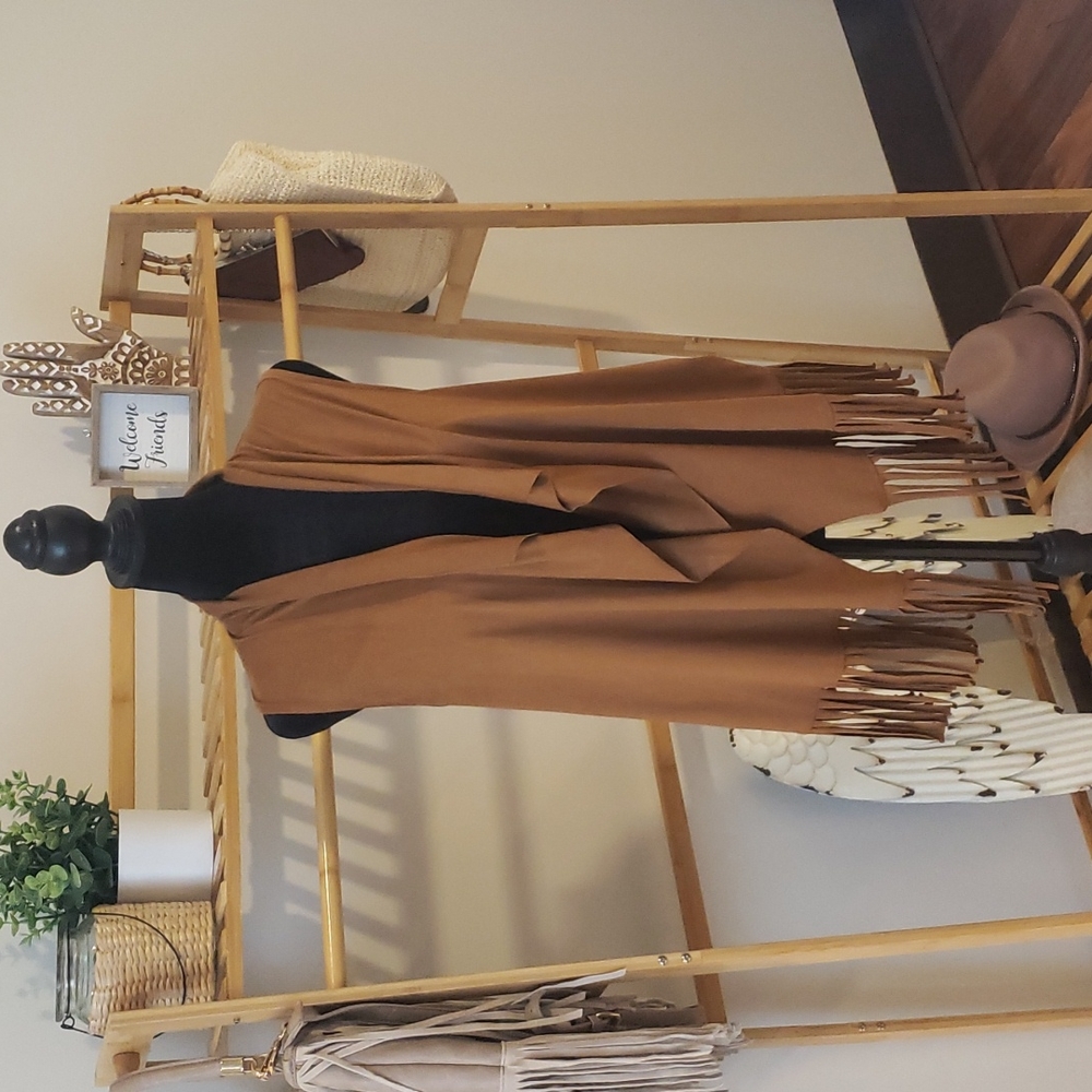Bohemian Sleeveless Faux Suede Vest With Fringe